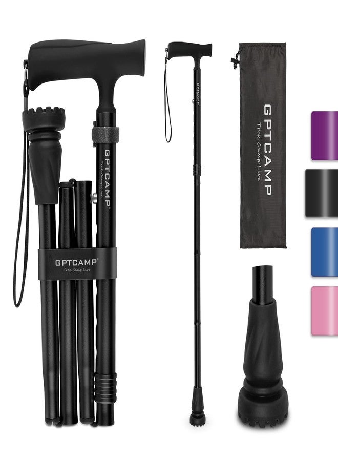 GPTCAMP G2 Walking Stick, Fold-up Walking Cane for Women and Men with Wrist Strap, Portable, Foldable, Collapsible, Lightweight and Sturdy with Comfortable T Handle - Image 1